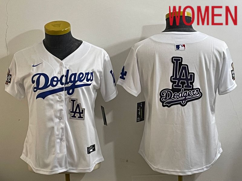 Women Los Angeles Dodgers Blank White Game 2024 Nike MLB Jersey style 112117->women mlb jersey->Women Jersey